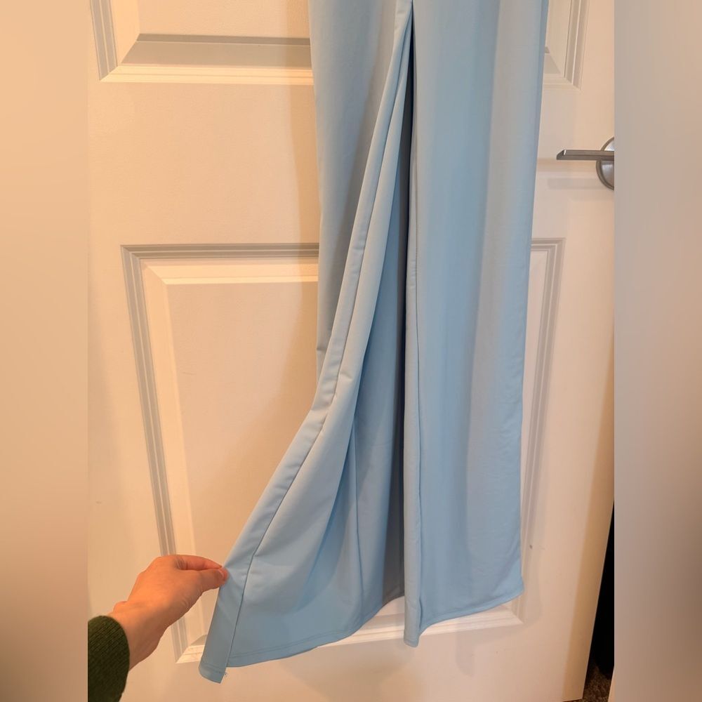 NWOT BRONX AND BANCO Camila Rhinestone Cutout Maxi Dress in powder blue - Picture 12 of 14